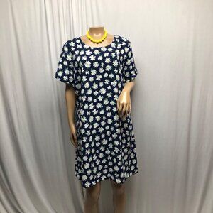 Old Navy Dress Daisy Print Womens Size Large Short Sleeve Lightweight Shift